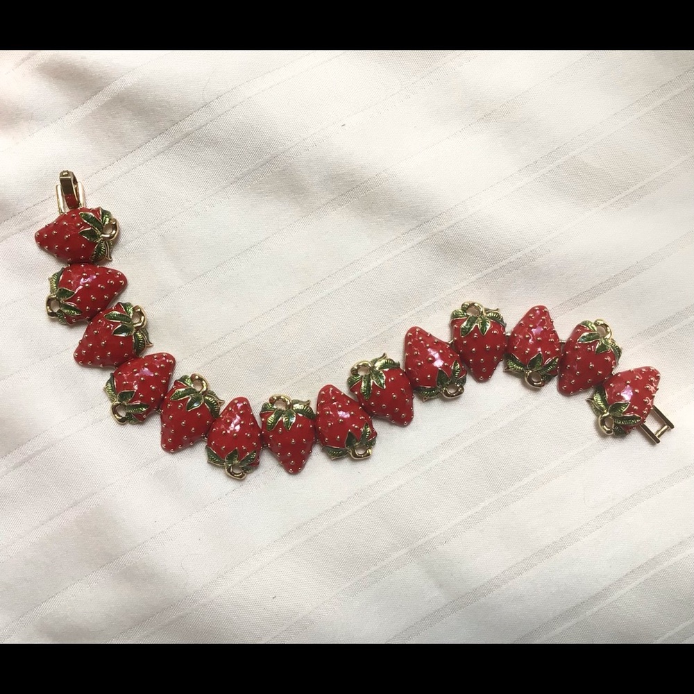 Kenneth Jay Lane Kjl Vintage Strawberry Link Brac… - image 2